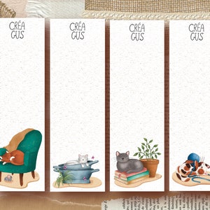 Marque page illustré chat 6x18, livre, carte décorative