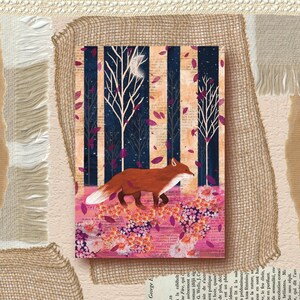 Cartes postales affiche Renard en été Forêt renard lune automne illustration peinture aquarelle, prints tirage d'art