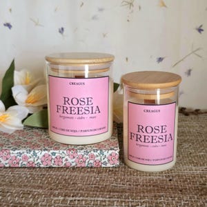 Rose Fressia scented candles, soy wax and Grasse fragrance