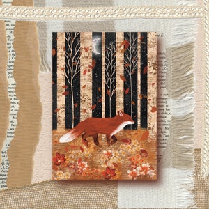 Cartes postales affiche renard en automne Forêt renard l'une automne illustration peinture aquarelle, prints tirage d'art