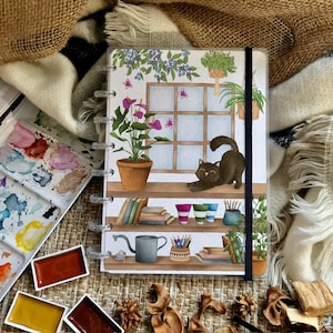 A5-anteckningsbok med skiva, bullet journal, glad planerare, evighetskalender/dagbok