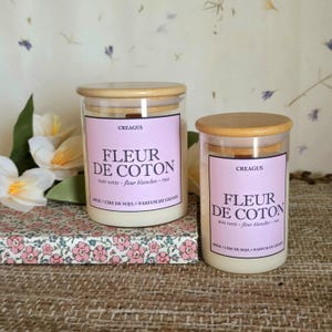 Cotton flower scented candles, soy wax and Grasse fragrance 190gr and 340gr