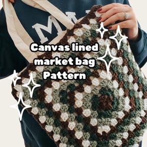 Crochet Square Market Tote Pattern | Structured Canvas Lining (Digital Download)
