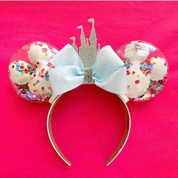 Disney Mickey Balloons Iridescent Bow Minnie Ear Headband SPRING WATERCOLOR Mouse Ears Headband, Iridescent Rainbow  main image 3