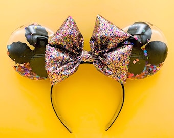 Mickey Balloon Ears Black Confetti Sparkle