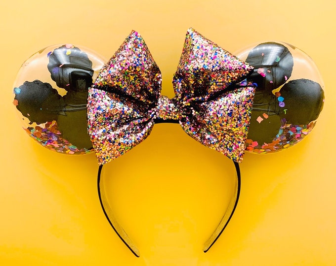 Mickey Balloon Ears Black Confetti Sparkle - Etsy