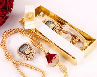 Personalized Dhikr Counter Pearl Prayer Beads Favors | Wedding Favor | Nikkah Favor | Eid Favor | Baby Shower Favor | Graduation Favor