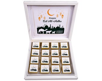 16 PCS with Box Eid Al Adha Chocolate Favors, Eid Mubarak Favors, Eid Chocolate, Hajj Mubarak, Umrah Mubarak Favor, Eid Gift for Guests