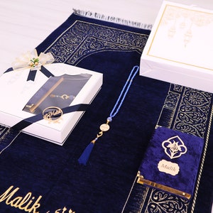 Alfombra de oración de chenilla personalizada Terciopelo Corán Perla Tasbih Juego de regalos / Ramadán Eid Boda Cumpleaños Día de San Valentín del Padre de la Madre Regalos imagen 8