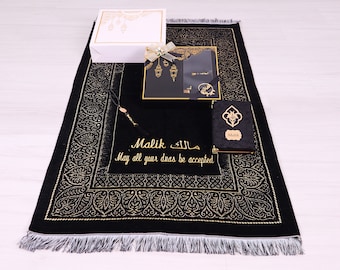 Alfombra de oración de chenilla personalizada Terciopelo Corán Perla Tasbih Juego de regalos / Ramadán Eid Boda Cumpleaños Día de San Valentín del Padre de la Madre Regalos