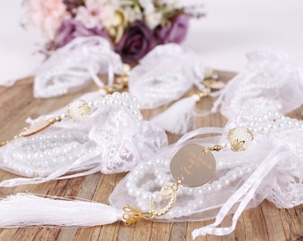 Personalized Pearl Prayer Beads Tasbeeh Masbaha Favor | Wedding Favor | Eid Favor | Baby Shower Favor | Graduation Favor | Ameen Favor