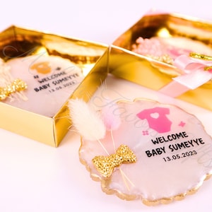 Recuerdos de baby shower personalizados con imán de epoxi para invitados / Recuerdos de baby shower para niñas / Regalos de baby shower / Decoración de baby shower