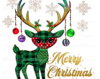 Boho Christmas Reindeer Green - Sublimation