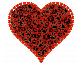 Red Heart with Pawprints