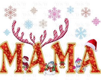Mama with snowman and antlers