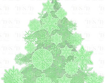 Colorful snowflake Christmas Trees - 11 trees in various colors
