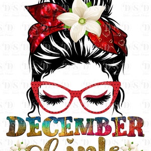 December Verjaardag Meisjes in Rood, Messy Bun, Mom Bun - Meervoud