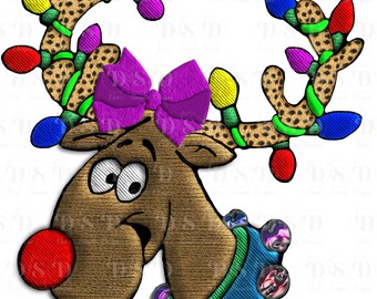 Christmas Reindeer 2 with Bow- Sublimation