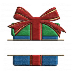 Christmas Box - Blue, Red, Green with Gold Trim