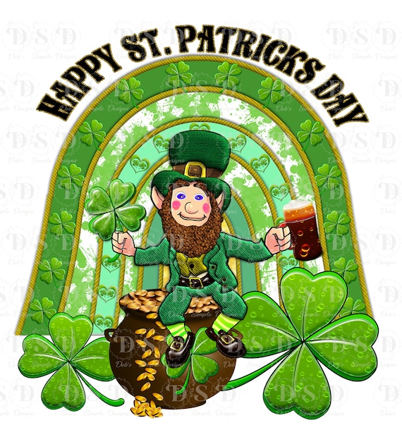Il giorno di San Patrizio Leprechaun Rainbow pentola d'Oro Immagine e Vettoriale