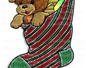 Christmas Puppy in Knitted Stocking - Sublimation