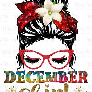 December Verjaardag Meisje in Rood, Messy Bun, Mom Bun