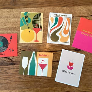 Postcards individually - Retro - Party - Gift - Birthday - Greeting Cards
