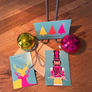Conjunto de 3 cartões postais - Coloridos - Natal - Cartões de presente - Cartões comemorativos