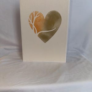 Cartão de coração em aquarela feito à mão – Design da Árvore da Vida, interior em branco, cartão de felicitações inspirado na natureza