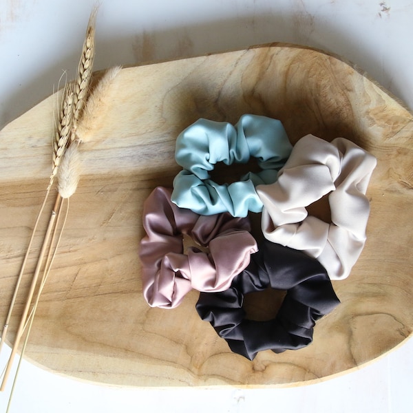 Chouchou en satin, scrunchies pour les cheveux, idées cadeaux