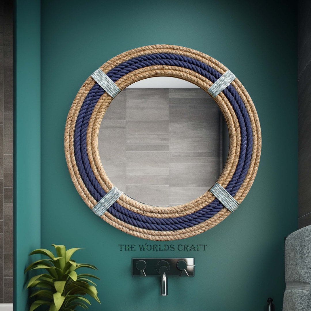 Soft Touch Rope Hanging Mirror- Round Farmhouse Nautical Decor ...