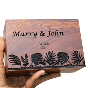 Caixa de amor de madeira para lembranças personalizadas com personalização, caixa grande para cartões de casamento, presente de aniversário, presente de noiva, presente para casal