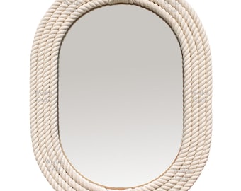 Nautical Rope Hanging Mirror - Round Farmhouse Style Accent, Decorative Bathroom & Entryway Piece, Circular Porthole Style - A Luxury Choice