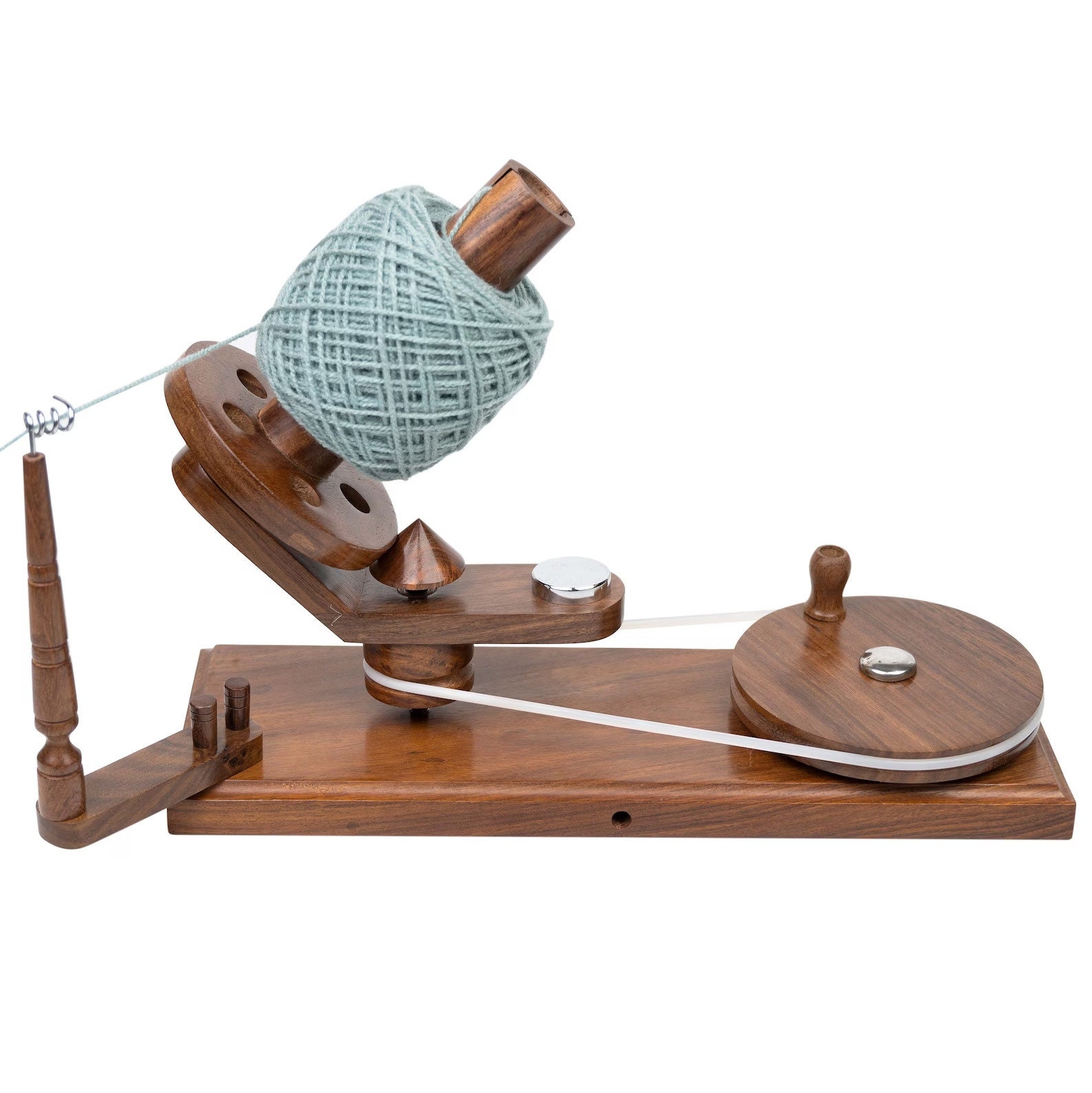 Wooden Yarn Ball Winder - Handcrafted Large Yarn Winder for Knitting &  Crocheting - Hand Operated Heavy Duty Natural Ball Winder - ARTISANS CRAFT