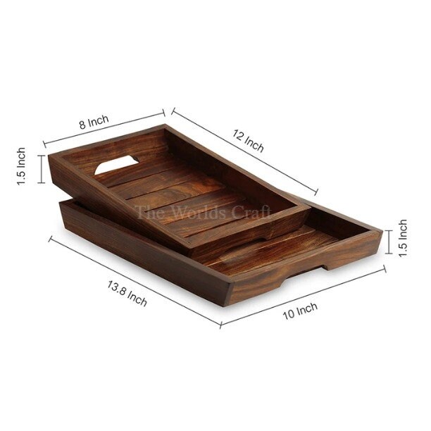 Rosewood Rectangular Tray - Elegant Acacia and Oak Wood Design for ...