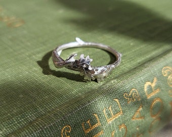 Fairytale Silver Oak Branch Ring