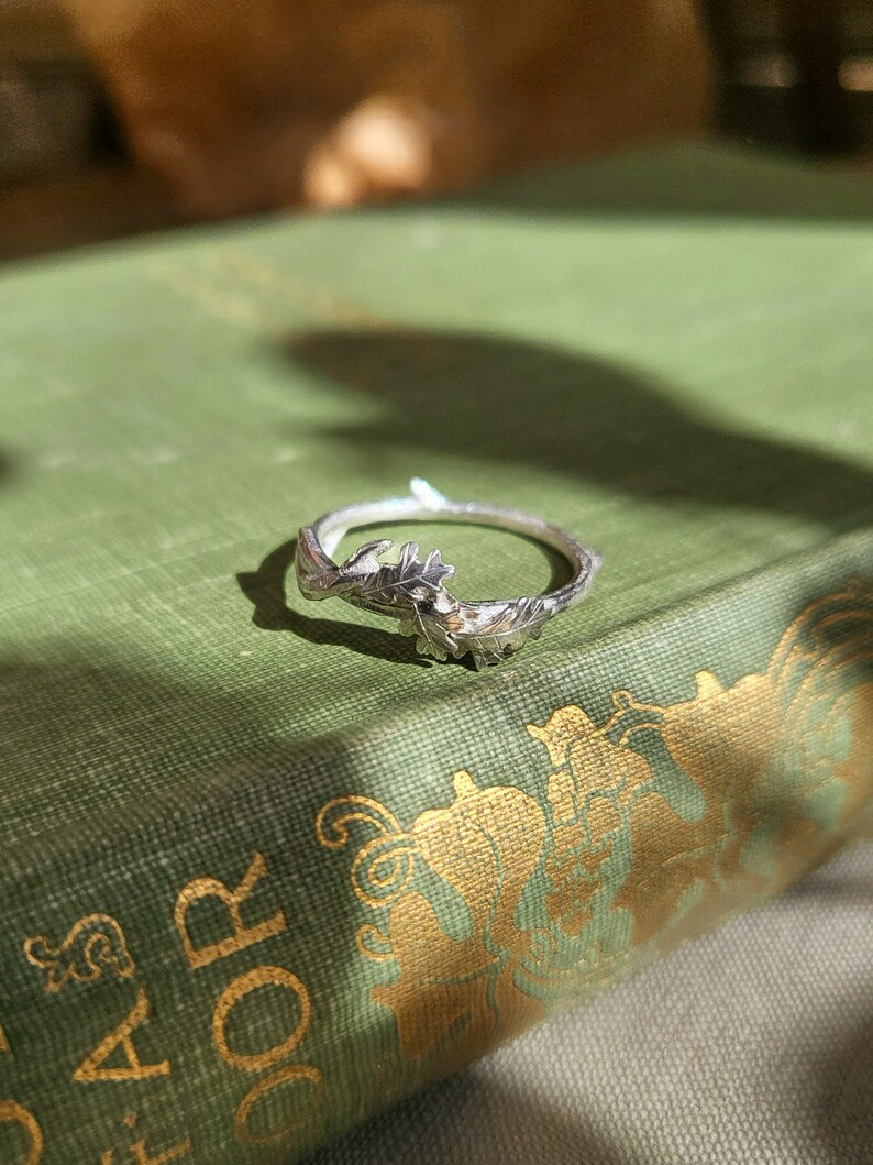 Fairytale Silver Oak Branch Ring image 7