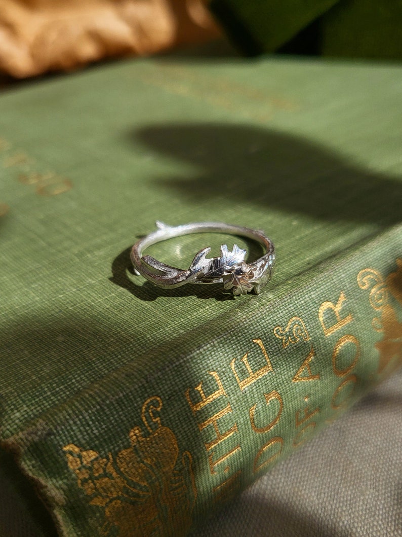 Fairytale Silver Oak Branch Ring image 10