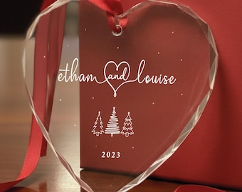 Couple Ornament - Valentines Day Custom Gift - Couple Names Ornament - Clear Couple Ornament