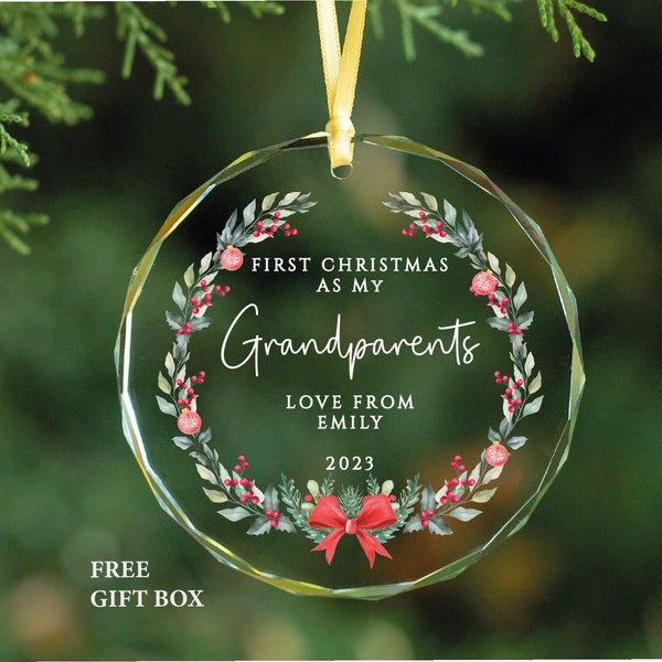 New Grandparents Ornament - First Christmas As My Grandparents Love From Baby - Baby Revel Grandma Grandpa Ornament