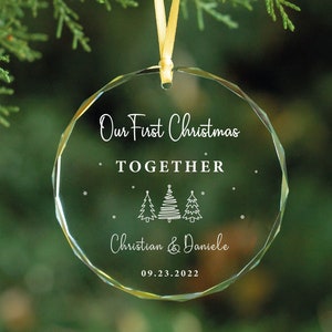 Couples Christmas GLASS Ornament - Personalized Couple Names Christmas Ornament - Our First Christmas Together New Couple Gift