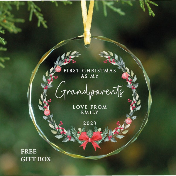 Grandparents Ornaments Personalized Grandma Gift from New Baby Ornament - Grandpa Nana Mimi Baby Pregnancy Reveal Ornament
