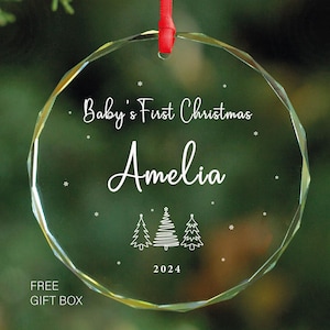 Personalized Baby's First Christmas GLASS Ornament, New Baby Gift for Christmas