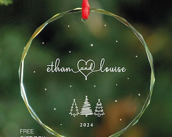 Personalized Clear Glass Couple Ornament – First Christmas Together Gift