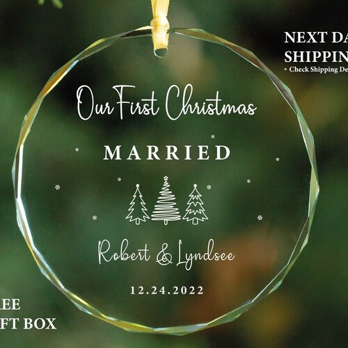 First Married Christmas Ornament 2023 Personalized Married Etsy
