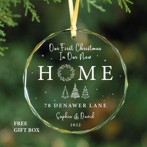 Personalized New Home GLASS Ornament - New Home Christmas Ornament