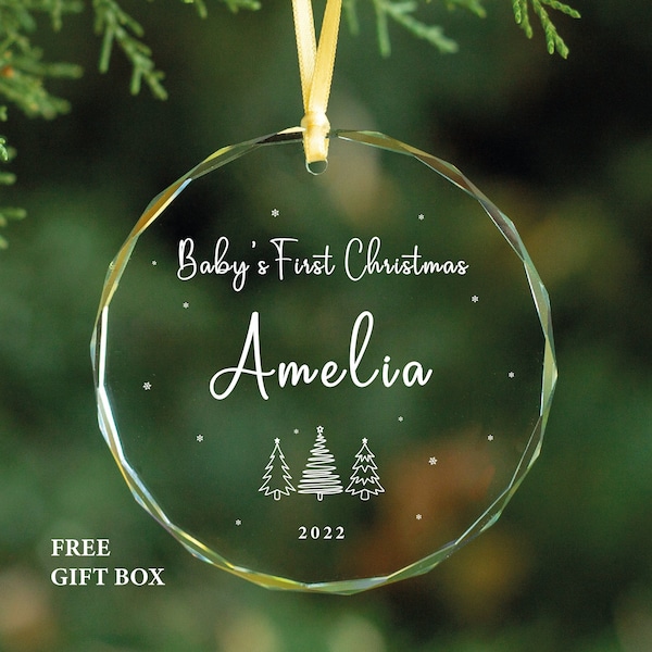 Personalized Baby's First Christmas GLASS Ornament, New Baby Gift for Christmas