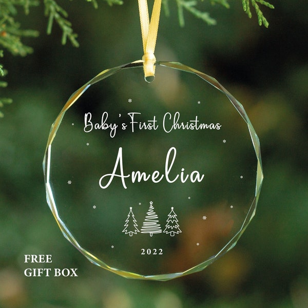 Personalized Baby's First Christmas GLASS Ornament, New Baby Gift for Christmas