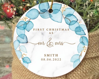 Mr and Mrs Christmas Ornament Our First Christmas Married as Mr and Mrs Ornament Personalized 2023 Christmas Married Ornament