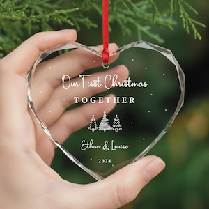 Couples Christmas GLASS Ornament - Personalized Couple Names Christmas Ornament - Our First Christmas Together New Couple Gift